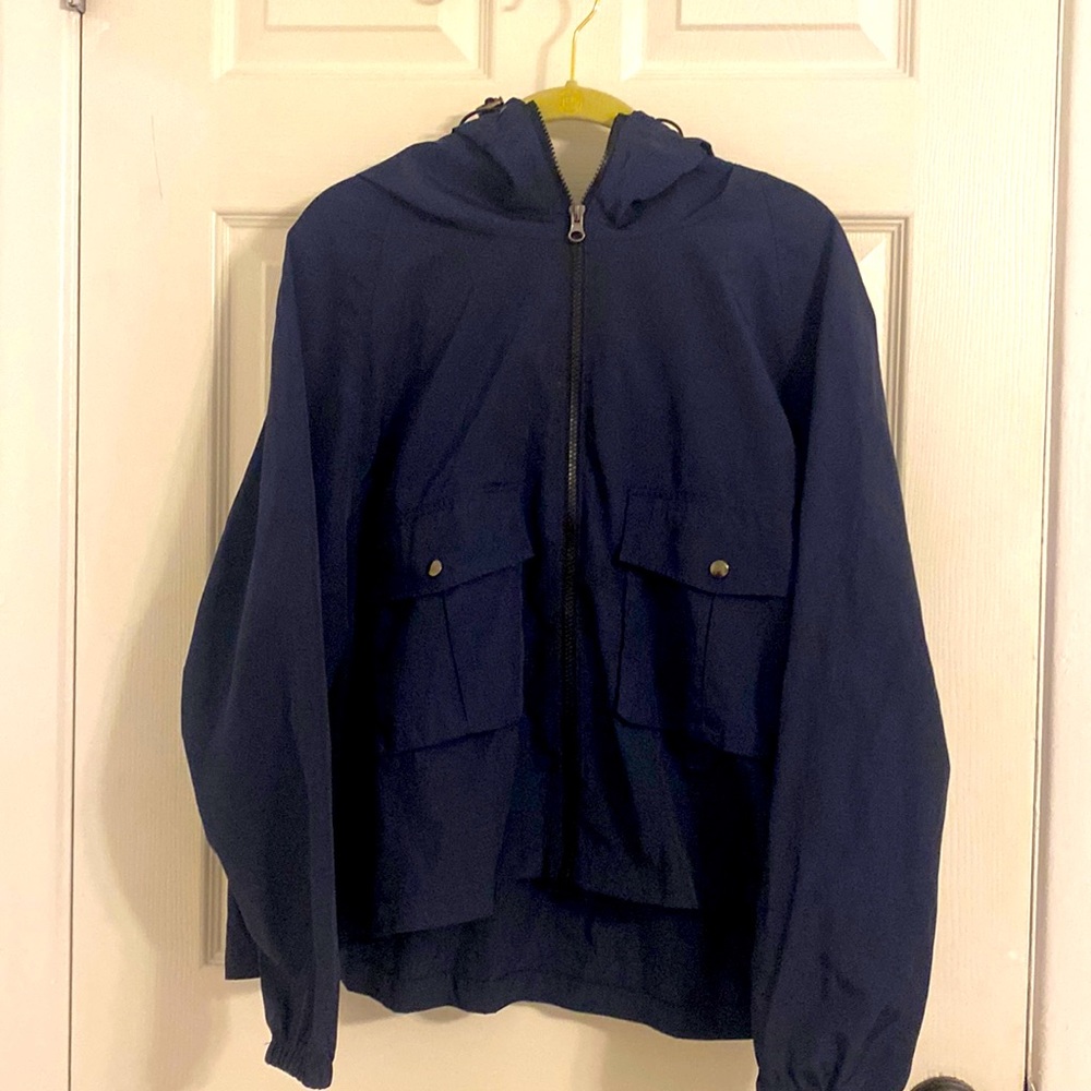 Zara lightweight windbreaker navy blue SZ:L